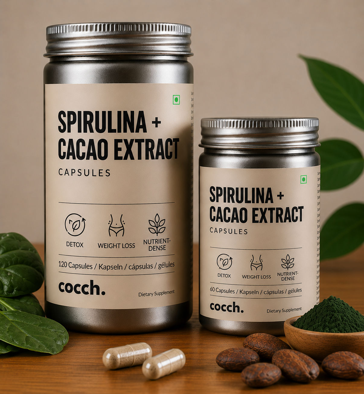 Spirulina + Cacao Extract Capsules